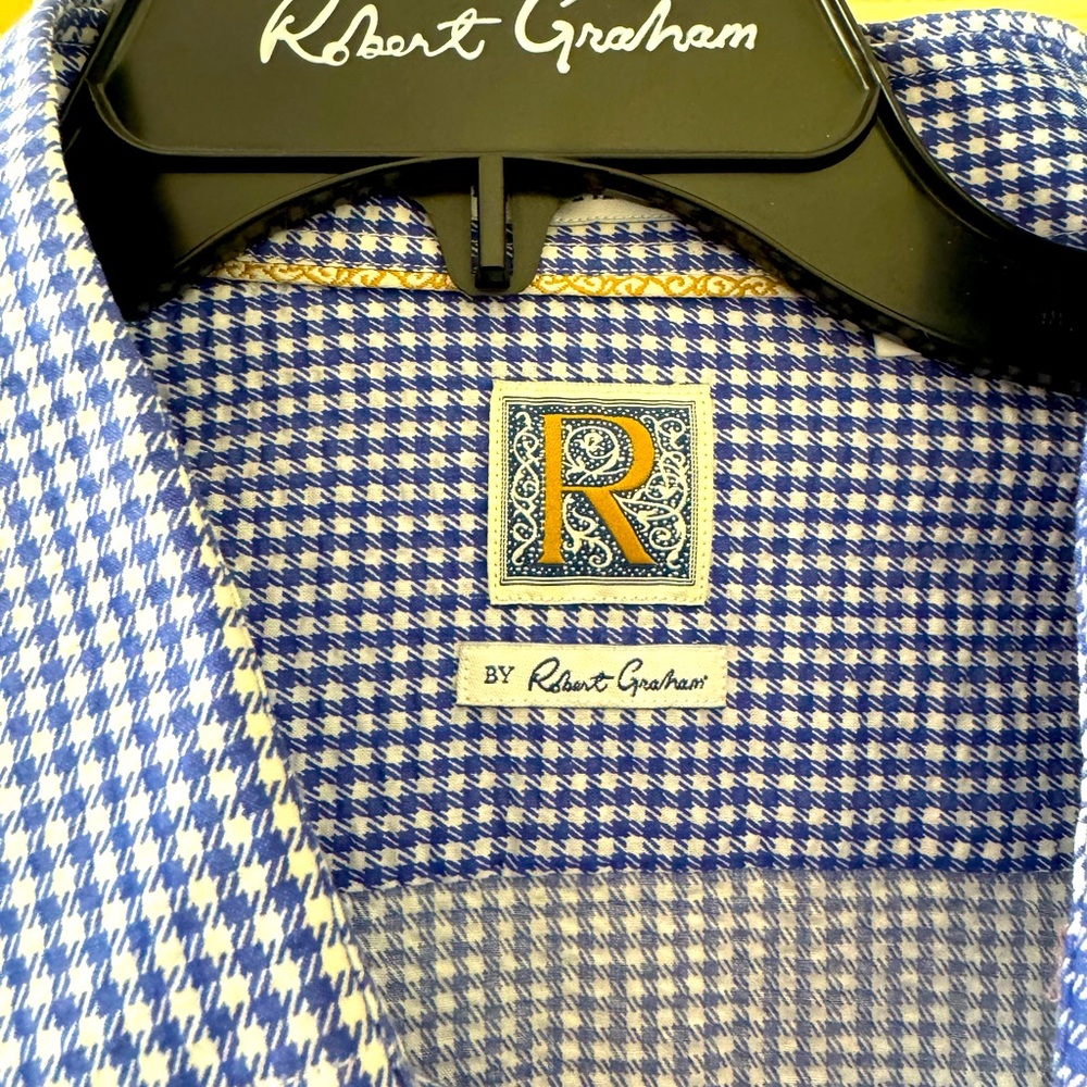 NWT Rare R by Robert Graham blue checked shirt
